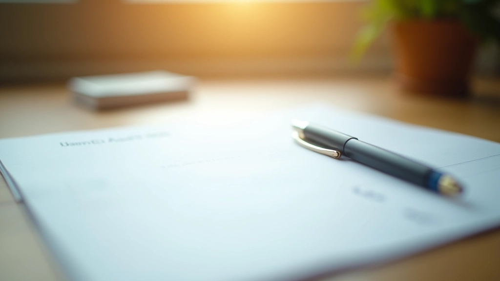 Close-up of savings account passbook and pen on wooden desk with natural morning light